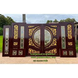 ประตูไม้สักกระจกนิรภัย GBBB - 352