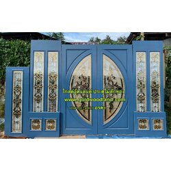 ประตูไม้สักกระจกนิรภัย GBBB - 355