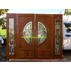 ประตูไม้สักกระจกนิรภัย GBBB - 40