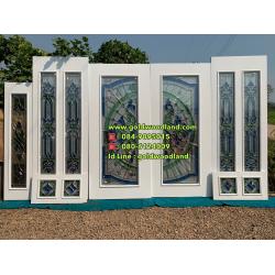 ประตูไม้สักกระจกนิรภัย GBBB - 180