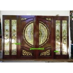 ประตูไม้สักกระจกนิรภัย บานเลื่อน GBBB - 56