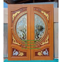 ประตูไม้สักกระจกนิรภัย GBBB - 138