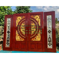 ประตูไม้สักกระจกนิรภัย GBBB - 166