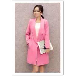 เสื้อโค้ทยาวสีชมพู กันหนาวงานเกาหลี ผ้าวูลแท้ๆ รุ่น "Classy Coat"ใส่แล้วสวยหรู ดูดี คลาสสิคสุดๆ (พร้อมส่ง)(S,M,L,XL)
