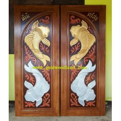 ประตูไม้สัก บานคู่ GBB - 82 (คลิกรายละเอียดที่รูป)