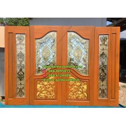 ประตูไม้สักกระจกนิรภัย GBBB - 207