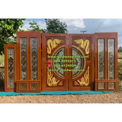 ประตูไม้สักกระจกนิรภัย GBBB - 159