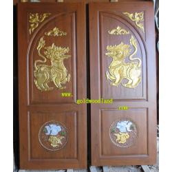 ประตูไม้สัก บานคู่ GBB - 62 (คลิกรายละเอียดที่รูป)