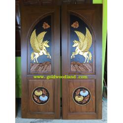 ประตูไม้สัก บานคู่ GBB - 85 (คลิกรายละเอียดที่รูป)