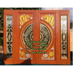 ประตูไม้สักกระจกนิรภัย GBBB - 181