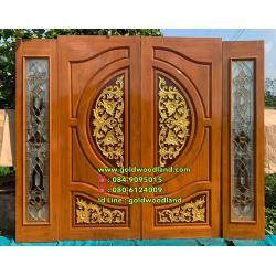 ประตูไม้สักกระจกนิรภัย GBBB - 173