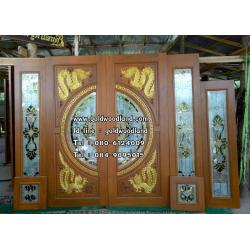 ประตูไม้สักกระจกนิรภัย GBBB - 82