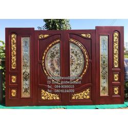 ประตูไม้สักกระจกนิรภัย GBBB - 78