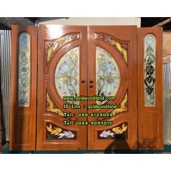 ประตูไม้สักกระจกนิรภัย GBBB - 189