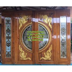 ประตูไม้สักบานคู่กระจกนิรภัย GBBB - 53