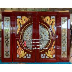 ประตูไม้สักกระจกนิรภัย GBBB - 100 (คลิกรายละเอียดที่รูป)