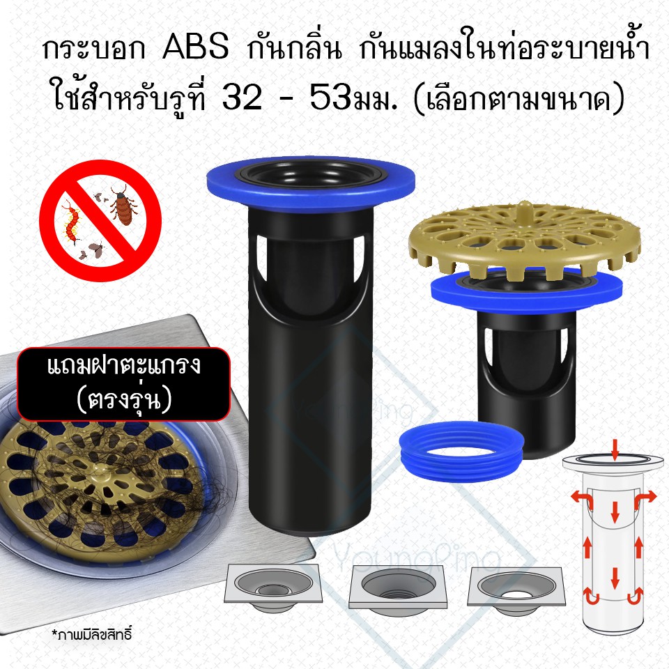 พร้อมส่ง ... กระบอก ABS กันกลิ่นเหม็น กันแมลงจากท่อน้ำ ติดตั้งง่าย หมดปัญหากลิ่นเหม็นจากท่อระบายน้ำ