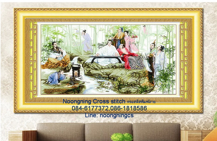 กุหลาบฟ้า ชุดปักครอสติช พิมพ์ลาย ครอสติสจีน งานฝีมือ DIY