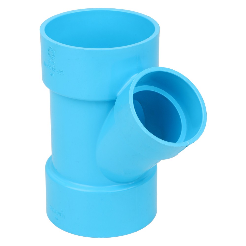 ท่อประปา ข้อต่อ ท่อน้ำ ท่อPVC ข้อต่อสามทางวายลด-บาง SCG 3"x2" สีฟ้า REDUCING FAUCET WYE PVC SOCKET SCG 3"x2" LITE BLUE