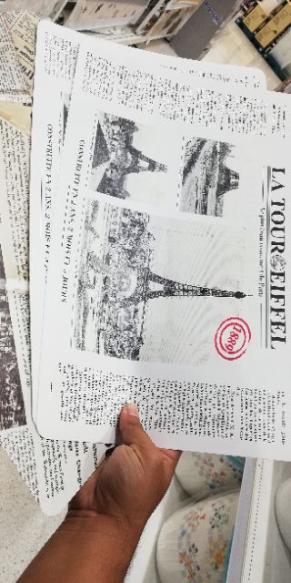 KASSA HOME แผ่นรองจาน PP ลาย La Tour Eiffel รุ่น PPCO-24185 สีขาว - ดำ แผ่นรองจาน ใช้งานได้สะดวก