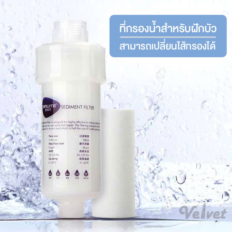 Biruite แท่งกรองน้ำ Shower Filter กรองน้ำฝักบัว ที่กรองน้ำ ฟิลเตอร์กรองน้ำ sediment filter