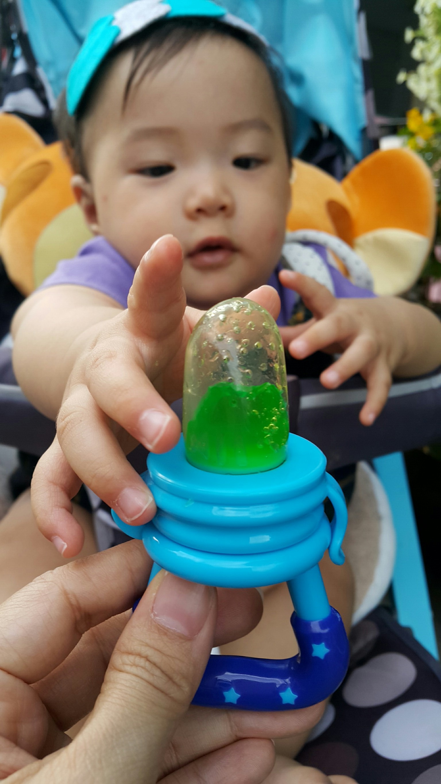 ที่ดูดผลไม้และอาหารเด็ก สีฟ้า