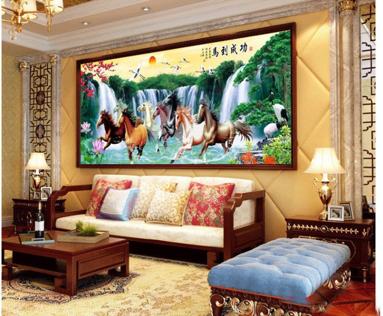 เสือโคร่ง บนภูเขา ชุดปักครอสติส พิมพ์ลาย ครอสติสจีน งานฝีมือทำที่บ้าน DIY