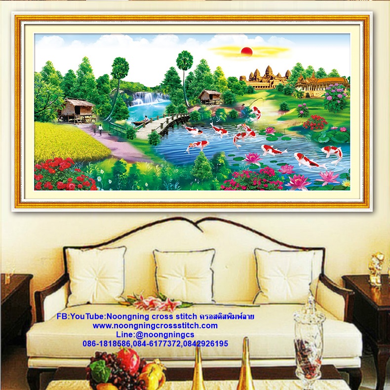 ปราสาทพนมรุ้ง ธรรมชาติสวยงาม ชุดปักครอสติส พิมพ์ลาย ครอสติสจีน งานฝีมือทำที่บ้าน DIY
