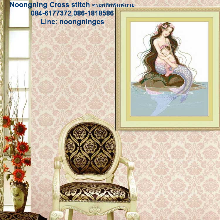 เด็กดอยแม่ลูก ชุดปักครอสติส พิมพ์ลาย ครอสติสจีน งานฝีมือทำที่บ้าน DIY