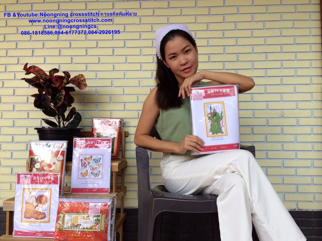 ดอกไม้ ชุดปักครอสติส พิมพ์ลาย ครอสติสจีน งานฝีมือทำที่บ้าน DIY