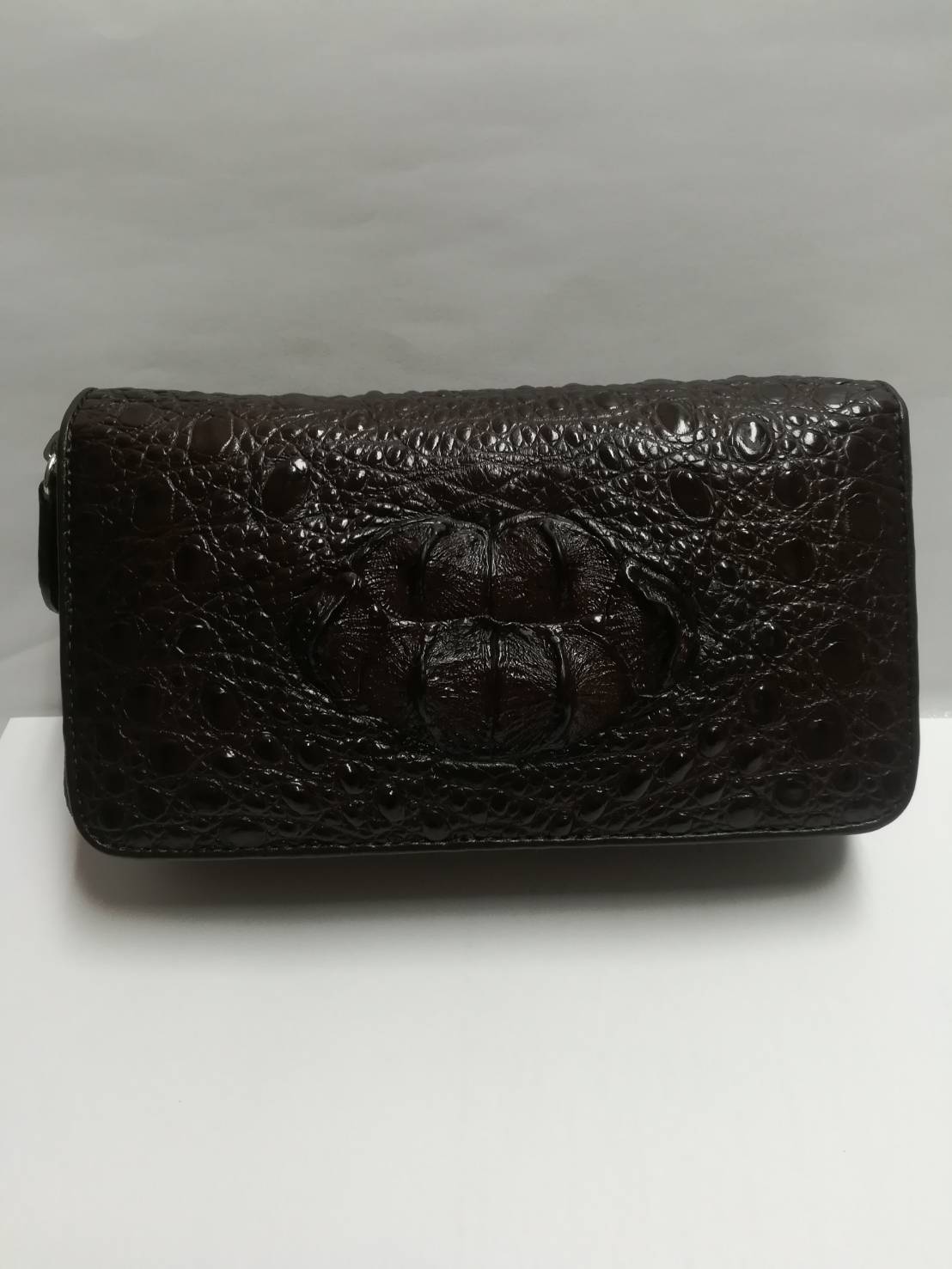 กระเป๋าหนังจระเข้แท้แบบซิปคู่(หนังกระดูกหัว)