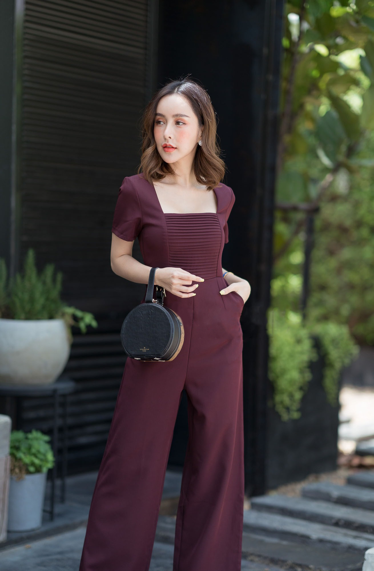 JS00101 จั๊มสูทขายาว จั๊มสูทออกงาน จั๊มสูทเกาหลี จั๊มสูทแขนกุด จั๊มสูทแฟชั่น จั๊มสูท