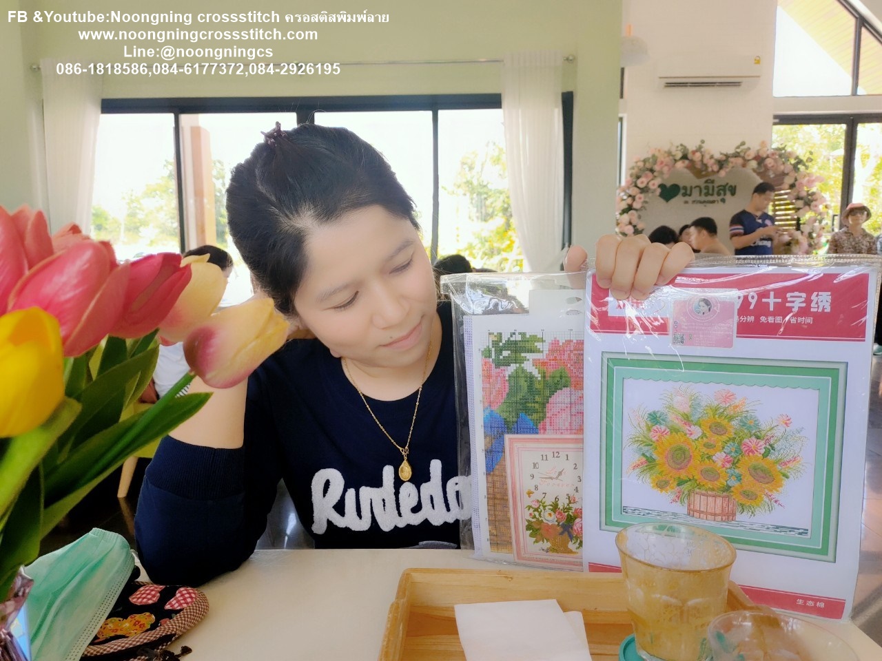 นก ดอกไม้สวยงาม ชุดปักครอสติช พิมพ์ลาย ครอสติสจีน งานฝีมือ DIY