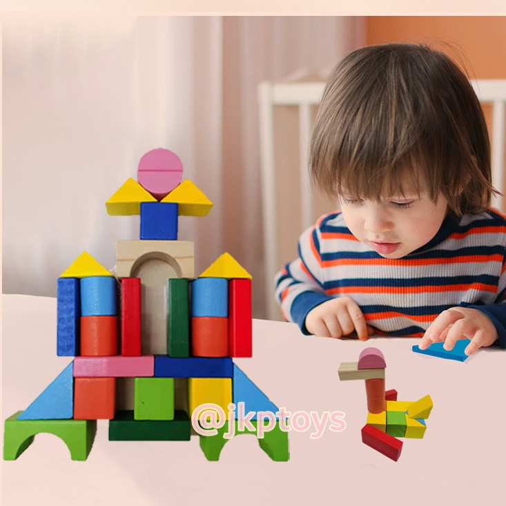 ของเล่นไม้เสริมพัฒนาการ รถลาก บล็อคไม้ 32 ชิ้น