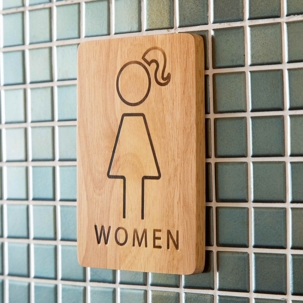 The Wood's Tale ป้ายห้องน้ำ แยกชายหญิง "WOMEN/MEN" SIGN ไม้แท้ พร้อมรูสำหรับแขวน