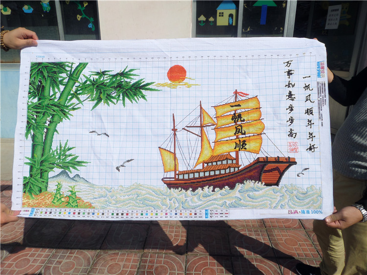 สำเภา ชุดปักครอสติส พิมพ์ลาย ครอสติสจีน งานฝีมือทำที่บ้าน DIY