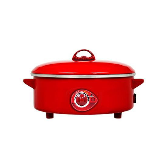 HANABISHI กระทะไฟฟ้า รุ่น HEP-10 ขนาด 10 นิ้ว สีแดง ผลิตจากสเตนเลสไม่เป็นสนิม