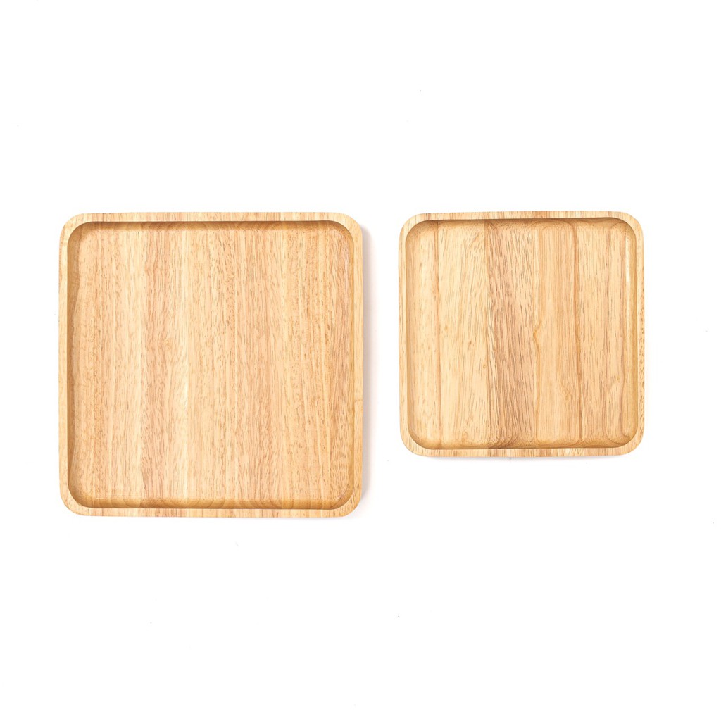 The Wood's Tale จานไม้ ถาดไม้ ทรงสี่เหลี่ยมจตุรัส SQUARE PLATE จากไม้แท้ธรรมชาติ มีสีอ่อนและสีเข้ม มี 2 ไซส์