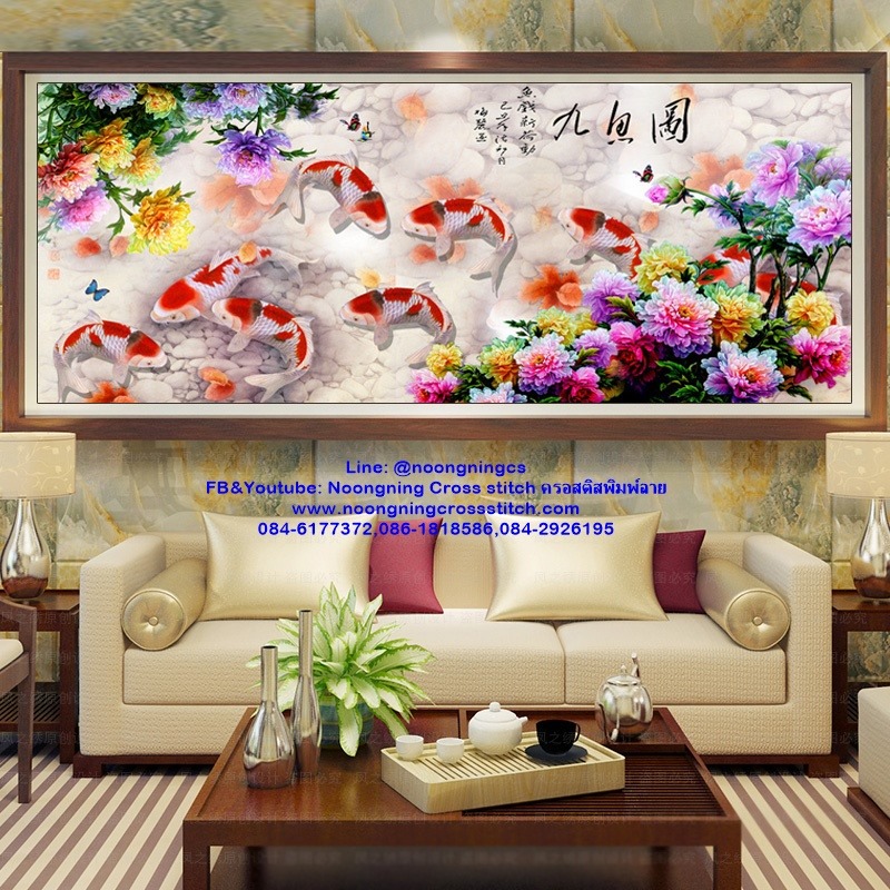 ปลาคราฟมงคล ครอสติสคริสตัล Diamond painting โมเสก ภาพติดเพชร งานฝีมือ DIY