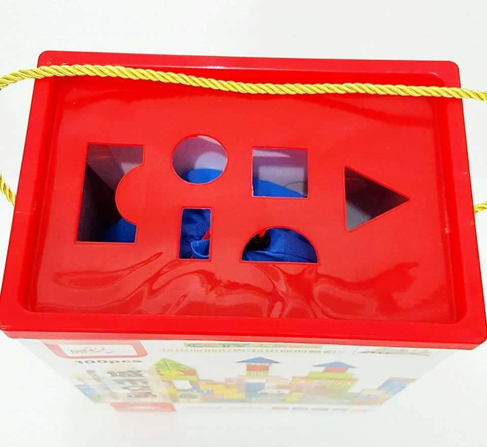 บล็อคไม้สร้างเมือง 100 ชิ้น ลายจราจรพร้อมฉาก