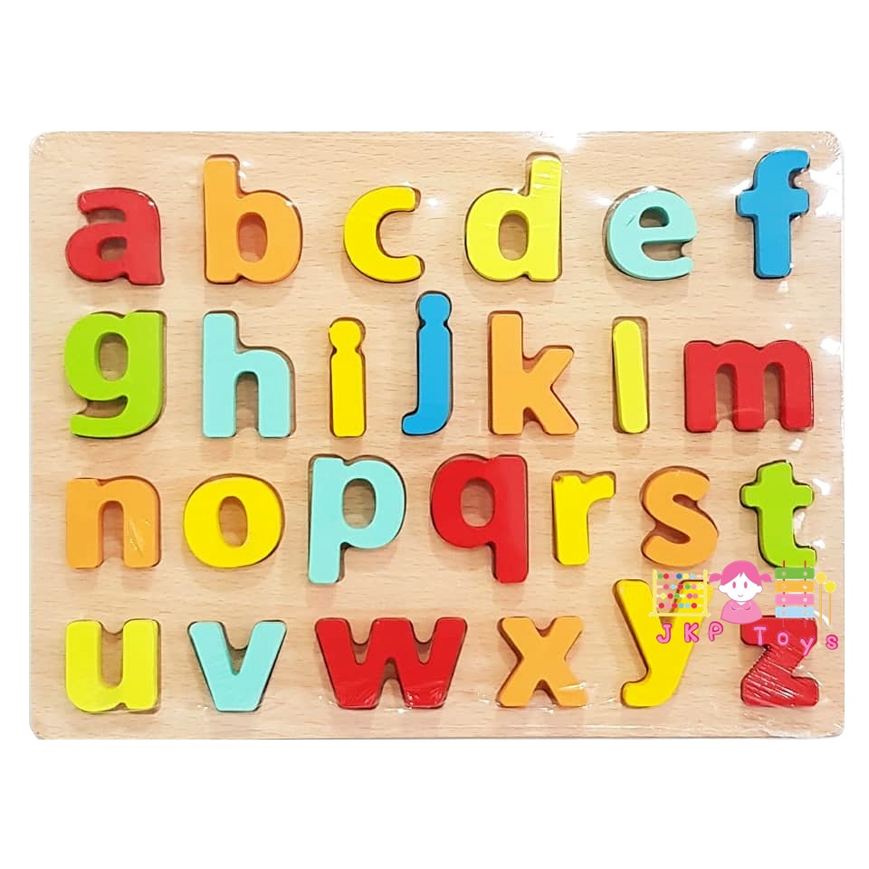 ของเล่นเสริมพัฒนาการ ของเล่นไม้ ชุดกระดานนูน a-z พิมพ์เล็ก