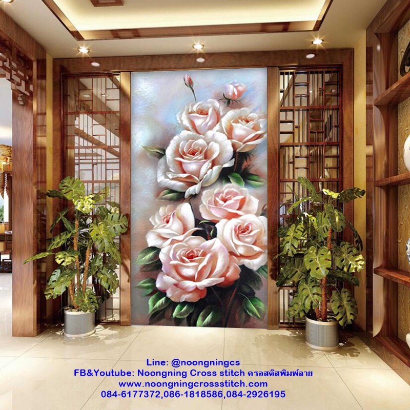 ช่อกุหลาบ ครอสติสคริสตัล Diamond painting โมเสก ภาพติดเพชร งานฝีมือทำที่บ้าน DIY