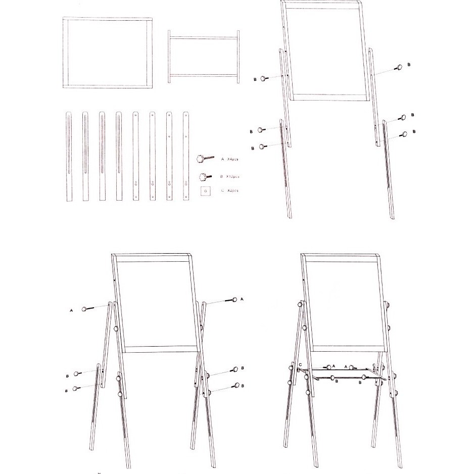 กระดานไวท์บอร์ด+กระดานดำ ปรับได้ 3 ระดับ