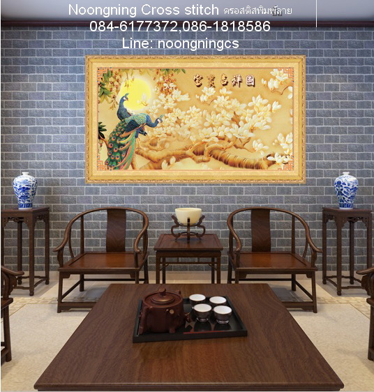 ดอกไม้ชุดปักครอสติช พิมพ์ลาย ครอสติสจีน งานฝีมือ DIY