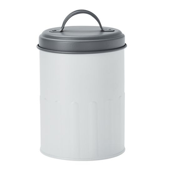 KASSA HOME ขวดโหลทรงกลม ลาย Line รุ่น CR1701 ขนาด 1,250 มล. สีขาว-ฝาเทา