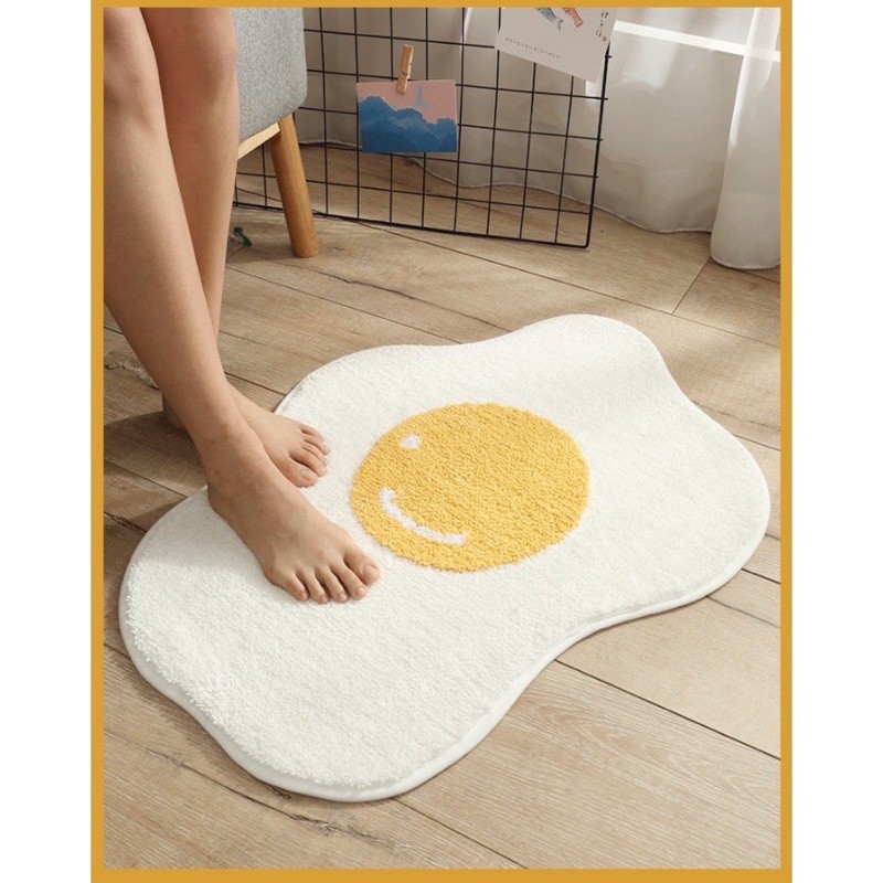 พร้อมส่ง🍳 พรมไข่ดาว ขนนุ่ม มีแผ่นกันลื่น พรมกันลื่น พรมมินิมอลสไตล์เกาหลี พรมนิ่ม พรมเช็ดเท้า พรมแต่งบ้าน พรมหน้าห้องน้ำ