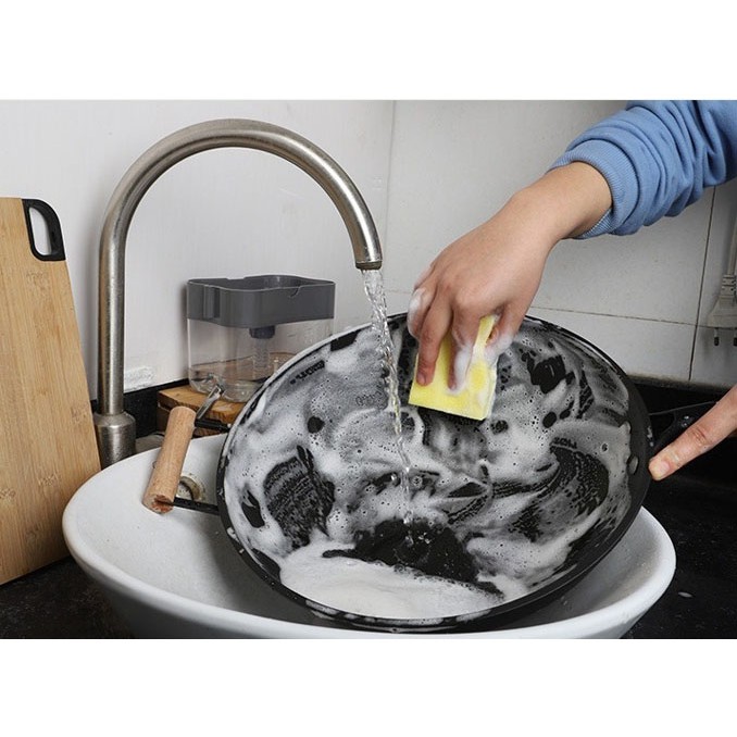 below99 2in1 ที่ใส่น้ำยาล้างจาน พร้อมที่วางฟองน้ำ แค่กดน้ำยาล้างจานก็ออกมา กด ปั้ม ล้าง สะดวก รุ่น 5281