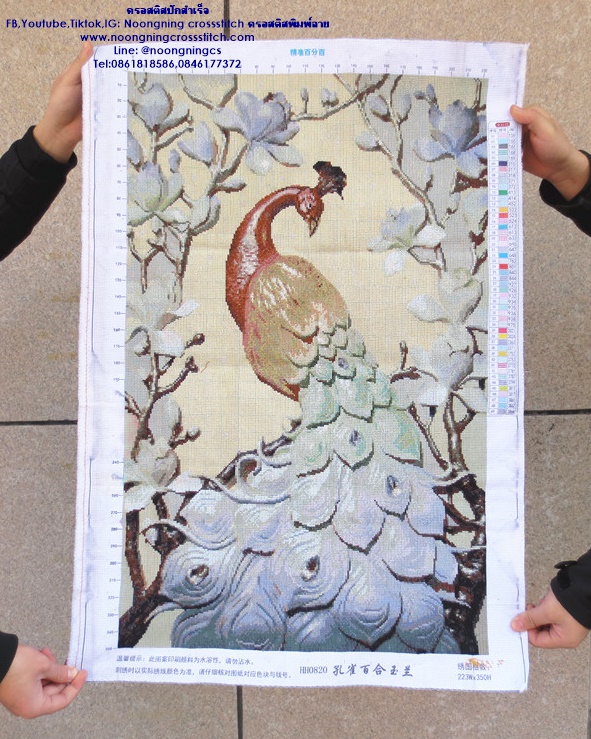 นกยูง มงคล ครอสติสปักสำเร็จ150x60cm ไม่รวมกรอบ งานฝีมือ DIY