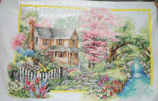 นกยูง ชุดปักครอสติส พิมพ์ลาย ครอสติสจีน งานฝีมือทำที่บ้าน DIY