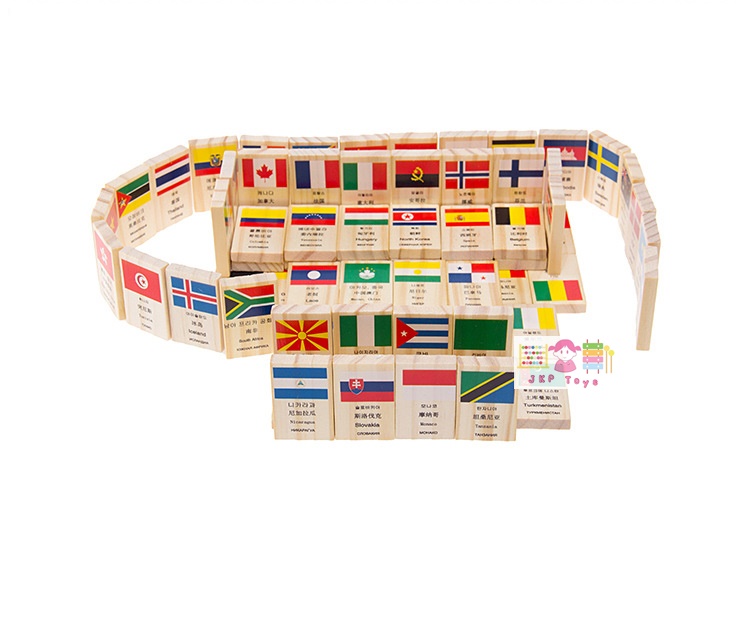 ของเล่นเสริมพัฒนาการ ของเล่น ของเล่นไม้ชุดโดมิโนธงประจำชาติ 100 ประเทศ